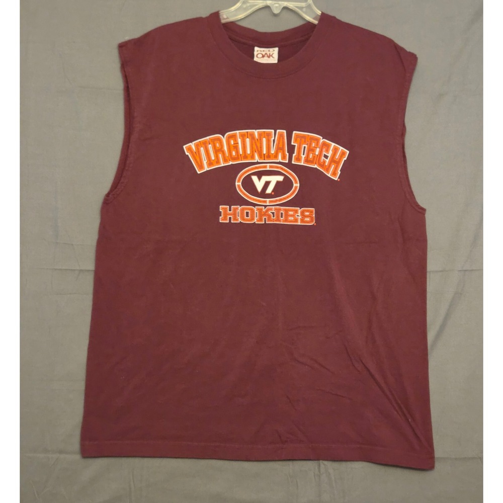 Red Oak Virginia Tech Hokies Logo Sleeveless Shirt Men's Size XL Maroon‎ NCAA